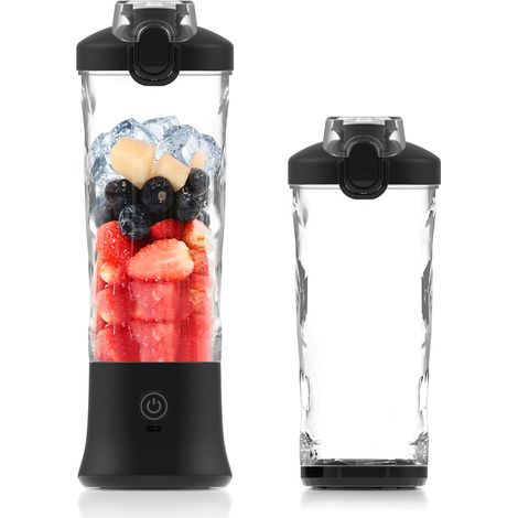 Mixeur rechargeable par USB étanche puissance de coupe équipé lames 3D 600 ml 270 W Noir (1/5)