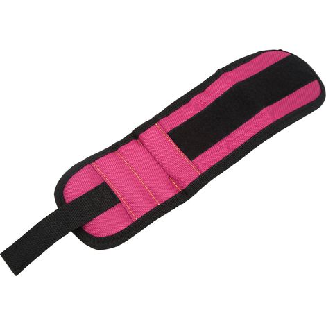 Bracelet magnétique étanche pour outils avec 2 aimants - Rangement vis, clous, mèches - Rouge rose (1/5)