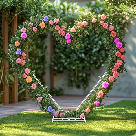 Heart Shape Wedding Arches Backdrop Stand Party Decor Flower Trellis Metal (1/5)