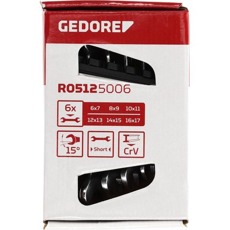 R05125006 Set di chiavi doppie a forchetta corte SW6-17 mm 6 pezzi (1/4)