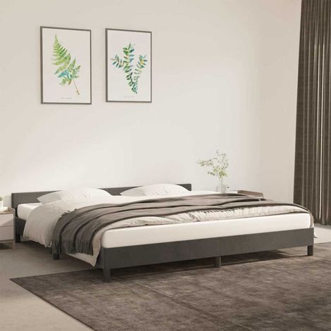 Estructura cama sin colchón terciopelo gris oscuro 200x200 cm (1/5)