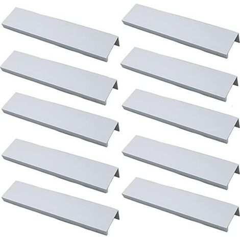 (Blanc) Ensemble de 10 poignées de porte longues invisibles, poignée de meuble de cuisine, alliage d'aluminium, entraxe 160 mm (1/5)