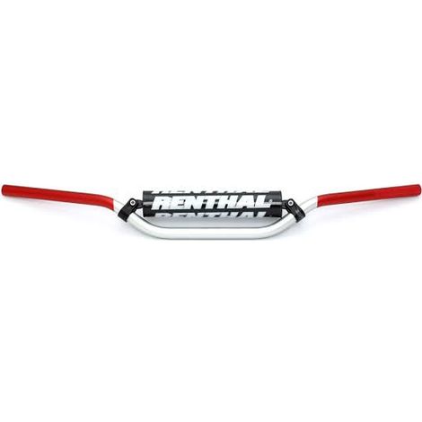 Manubrio Renthal 22mm MX RC High argento/rosso per motocross, professionale, in alluminio.