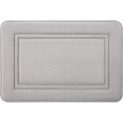 Tapis De Bain En Mousse À Mémoire - 40x60 cm - Velours Absorbant - Dos Antidérapant - Lavable En Machine - Gris