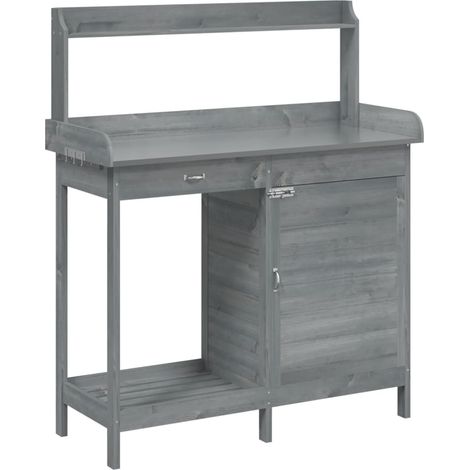 Maison Exclusive - Pflanztisch mit Schrank Grau 110,5x45x124,5 cm