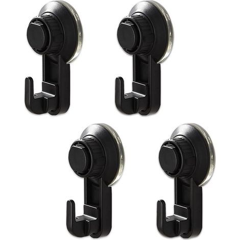Vakuum-Saugnapf-Haken-Set, 4 Stück, leistungsstarker Saughaken ohne Bohren, wiederverwendbare wasserdichte Haken für Küche und Badezimmer, max. 5 kg (schwarz)