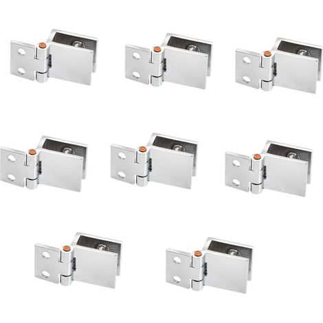 Ensemble de 8 charnières pour portes en verre, pince rectangulaire réglable de 5 à 8 mm, pince simple pour charnières de portes de placard