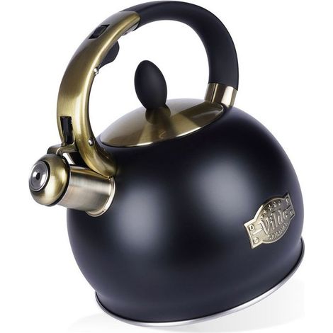 VILDE Bouilloire Classique Acier Inoxydable 3L - Sifflet automatique - Poignée imitation bois - Tous feux dont induction (1/5)