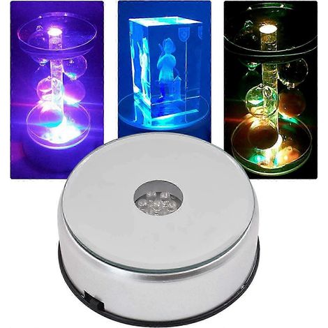Socle lumineux à 7 LED pour présentoirs en cristal, socle rotatif à 7 cristaux de couleurs différentes avec adaptateur secteur (1/5)