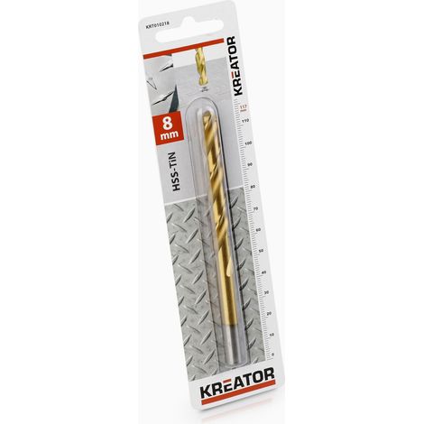 Foret métal titanium jaune Kreator Diamètre 8 mm