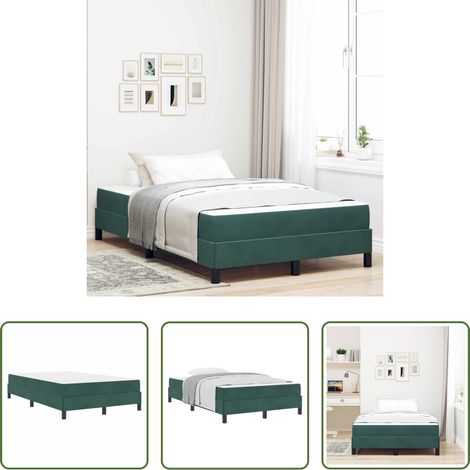 vidaXL Confort de sommeil - Lit à ressorts avec matelas Vert foncé 120 x 190 cm tissu (1/5)