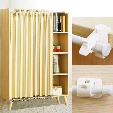 Lot de 10 supports de tringle à rideaux auto-adhésifs sans perçage, pour tringle à rideaux, crochets pour tringle à rideaux,Blanc (1/3)