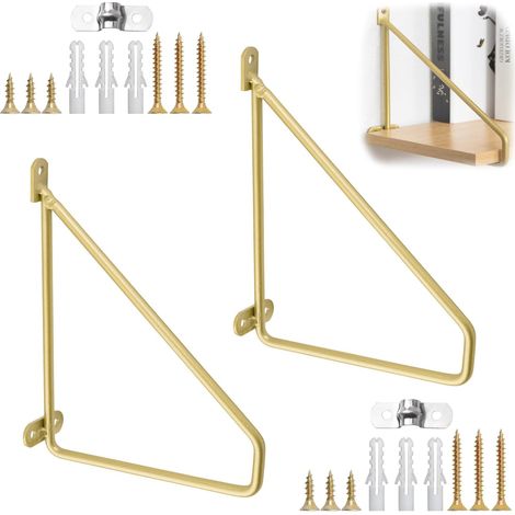 Dreieckige Regalträger aus goldfarbenem Metall, 15 cm, für die Dekoration von Wohnräumen, Büros und Restaurants. – AquaForge