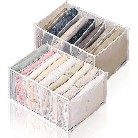 Schubladenorganizer, faltbarer Netzorganizer für Kleidung, Kleiderschrankorganizer mit Fächern, Kleiderschrankorganizer für Jeans und Hemden, 7+9 Fächer