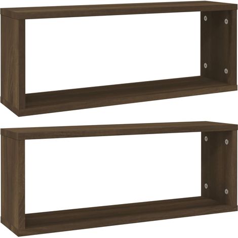 Étagères murales cube 2 pcs，Étagère flottante Chêne marron Bois d’ingénierie CFW91192