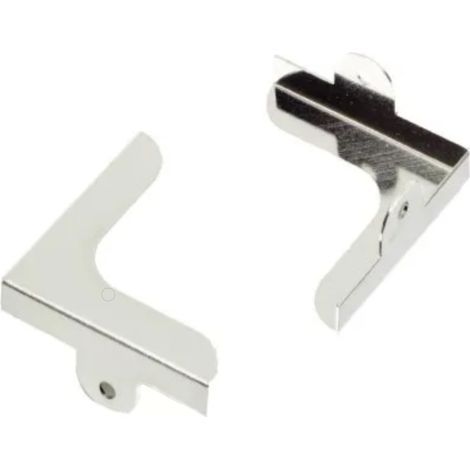 4 PEZZI - GANCI FERMASPECCHI AD ANGOLO CON ALA DRITTA - PER SPECCHI DA 4MM - IN ACCIAIO NICHELATO - CON CHIODI