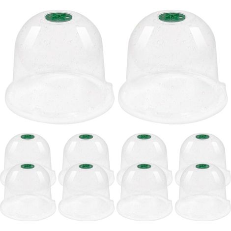 Lot de 12 cloches de jardin en plastique, 19 x 16 cm, avec 24 piquets de fixation. (1/5)