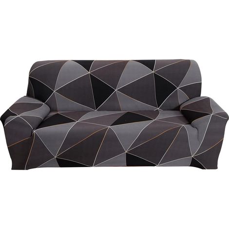 Housse de canapé élastique trois places avec accoudoirs gamme 185 230 cm Noir (1/5)