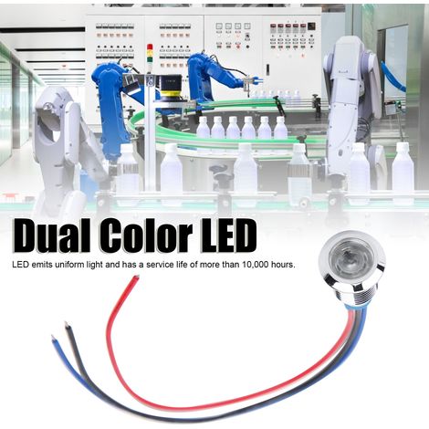 4 jeux de LED rondes précâblées étanches bicolores, voyant indicateur à anode commune, 10 mm, 1224 V (rouge et bleu)