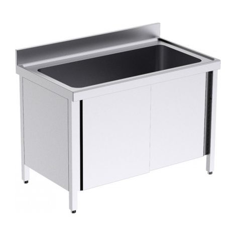 Plonge Inox Grande Capacité 1 Bac avec Portes Gamme 700 - Distform