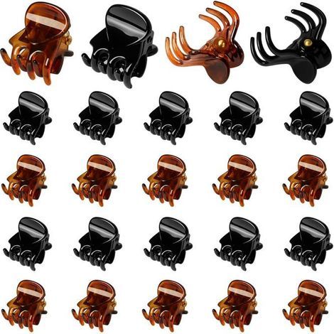 BelleRise - Ein Set aus 24 kleinen, rutschfesten Haarspangen, perfekt für Alltagsfrisuren (schwarz und braun). (1/5)