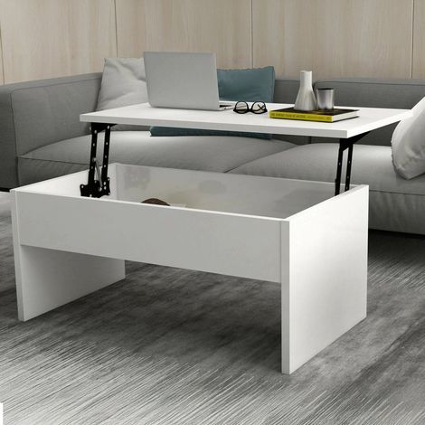 Tavolino da Salotto Marinone, un Vano, Forma Rettangolare, 45x90x52h cm Bianco (1/5)