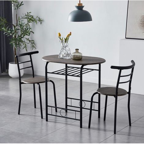 Dining Table and Chairs Set Metal Wood Effect Kitchen Table Dining Chairs Barley DISTRESSED GREY