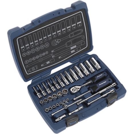 Sealey Premier Socket Set 1/4""Sq Drive 33pc AK8990