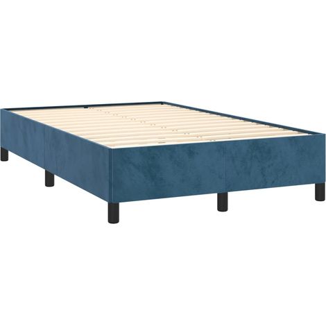 Cadre de lit sans matelas bleu foncé 120x190 cm velours vidaXL (1/5)