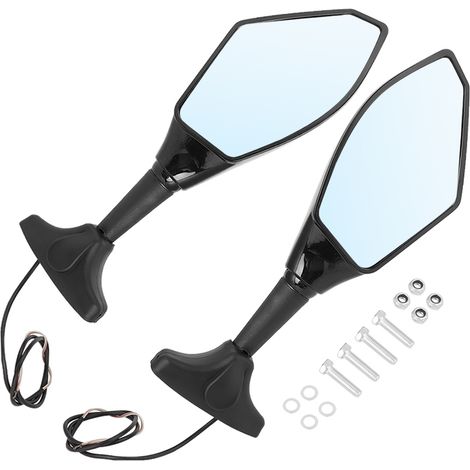 2 pièces Coque de Rétroviseur Moto LED Modifiée avec Feu (Noir) (1/5)