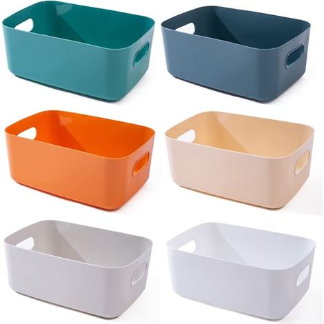 Panier de rangement en plastique coloré 6 ST pour salle de bain, étagère, rangement de cuisine et garde-manger (Moyen) (1/5)