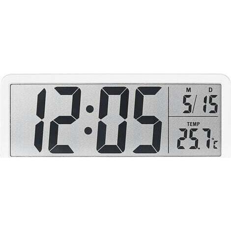 NALOOKAMIC  Horloge murale numérique à piles, horloge murale numérique avec grands chiffres, température, 12/24 heures, horloge de bureau, horloge numérique