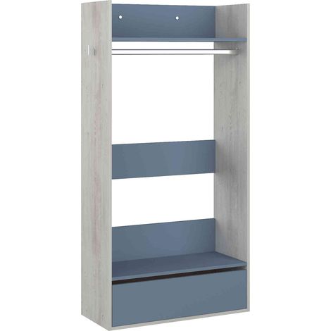 Dressing enfant en bois grisé et bleu - DR9020