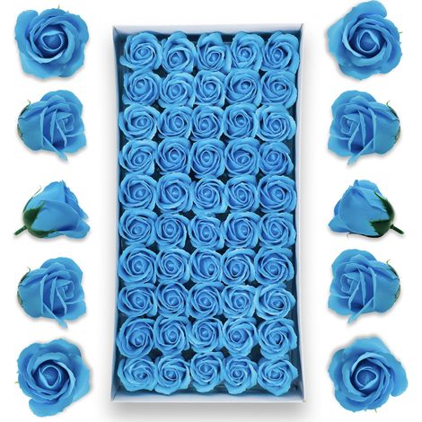 Rose di sapone in confezione da 50 pezzi, colore blu