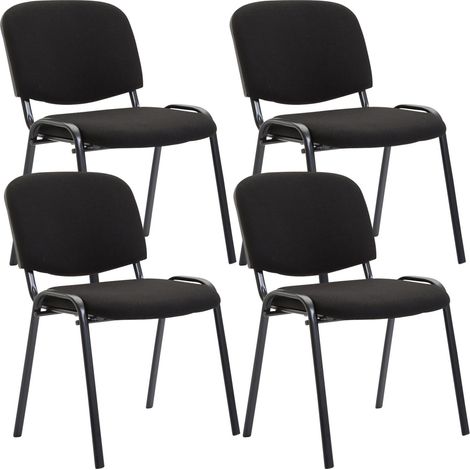 Set 4 Sedie Ufficio Visitatore Ken Imbottite In Tessuto nero