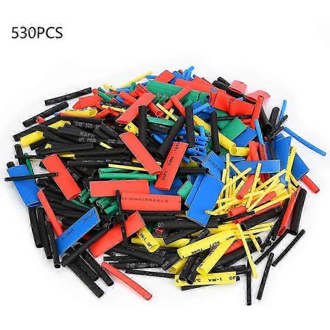 Gaine thermorétractable polyoléfine 530 pièces, manchon isolant pour câbles et fils électriques, tube rétractable isolé, protection de câblage, lot de 530 unités. (1/5)