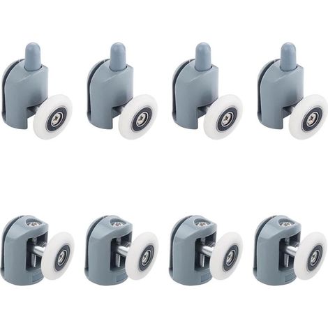8 Pièces Roulette Porte Coulissante Douche 23mm Galet Roue pour Porte de Douche Salle de Bain roulettes pour Porte de Douche pour Cabine de Douche, Salle de Bain Porte(Gris) (1/5)