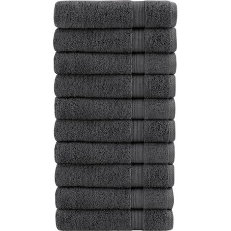 Serviettes de douche haut de gamme SOLUND, lot de 10, anthracite, 70 x 140 cm, 600 g/m²