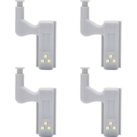 Lot de 10 Éclairages LED pour Charnières de Placard - 3 LED par Lampe, Lumière Blanche - ABS, Pile 12V 23A Incluse pour La Maison Cuisine Salon/Chambre (1/5)