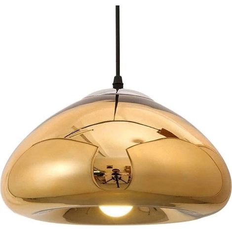 Suspension en Verre Coloré Restaurant Industriel Moderne Lanterne Suspendue Boule de Miroir en Verre E27 Lampe Suspendue Lustres de Simplicité Créative,Doré (1/5)