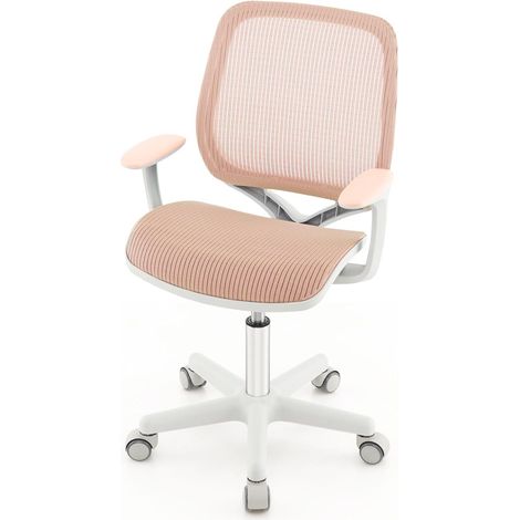 COSTWAY Chaise de Bureau Pivotante Enfants avec Hauteur Réglable 80-92cm, Siège à roulettes Enfants avec Dossier & Accoudoirs Ergonomique, Verrouillage Automatique, Charge 75kg pour 6-15 Ans (1/5)