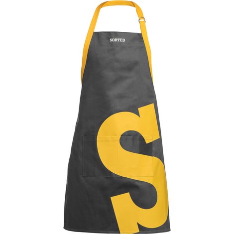 Interiors By Premier Stylish Black And Yellow Logo Sorted Apron, Adjustable Apron For Cooking, Versatile Machine Washable Apron (1/4)