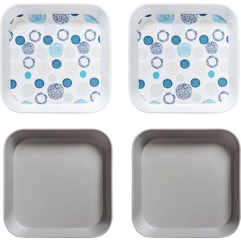 Assiette Carrée - PP Alimentaire Sans BPA - Réutilisable Empilable - Pour Dessert Salade Apéritif - Lot De 4 (1/5)