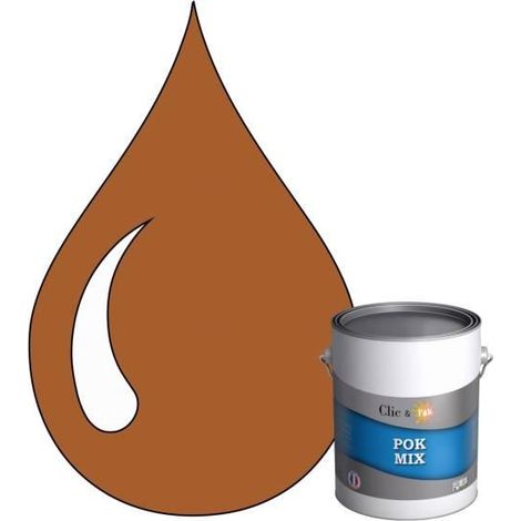 Peinture d'Accroche et Finition 2 en 1 - POK - Marron - Satiné - 1L - RAL 8023 (1/4)