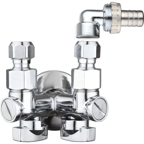 Doppeleckventil mit Waschmaschinen-Anschlussadapter Tecom RSLDP1 Chrom (1/2)