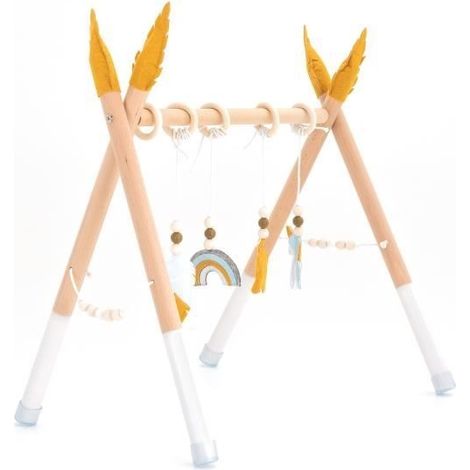 Gymnase Montessori Robincool Hanger en Bois Écologique pour Bébés Marron - 60x44x57 cm (1/5)