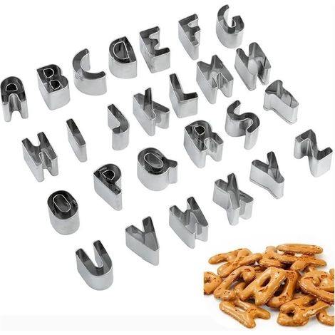 Alphabet-Ausstechformen-Set, 26-teiliges Set kleiner Ausstechformen aus Edelstahl für Kekse, zum Backen, Kochen und für festliche Anlässe (1/5)