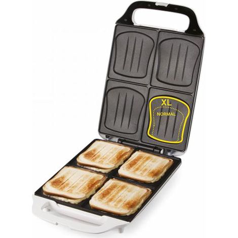 appareil à croque-monsieur xxl 1800 w pour 4 croques - plaques 27 x 32 cm - revêtement antiadhésif - blanc