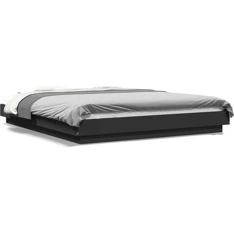 Maison Exclusive - Bettgestell mit LED Schwarz 160x200 cm Holzwer