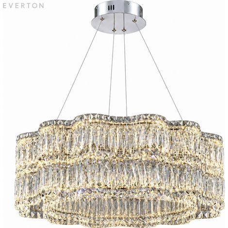 Lustre en Cristal 60 cm, Suspension Design Forme Fleur de Prunier, Luminaire de Luxe en Cristal et Métal, Plafonnier Suspendu Moderne pour Salon, Chambre, Salle à Manger, Surface 15-20 m²